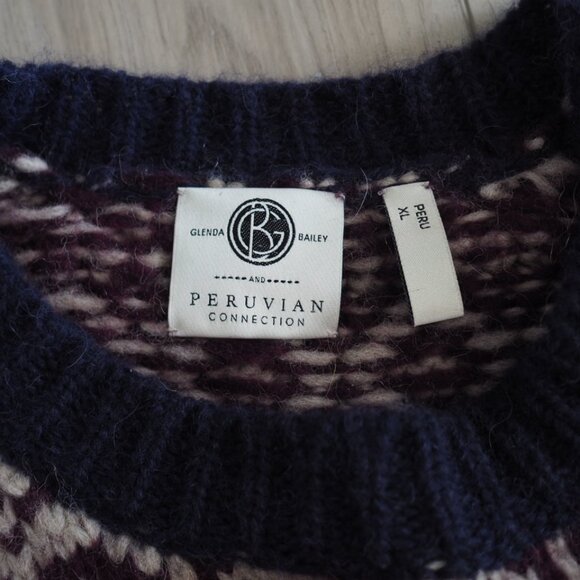 Peruvian Connection Lucerne Pullover Purple and Orange Alpaca Wool Sweater sz XL - Picture 7 of 10